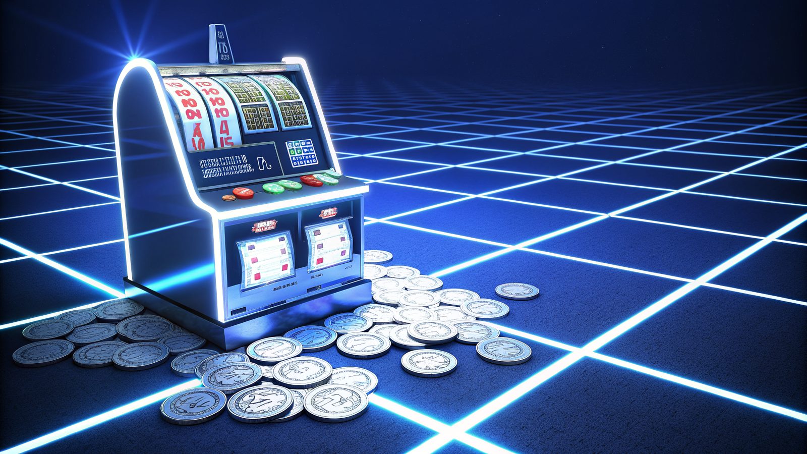 A jackpot counter climbing above a row of slot reels
