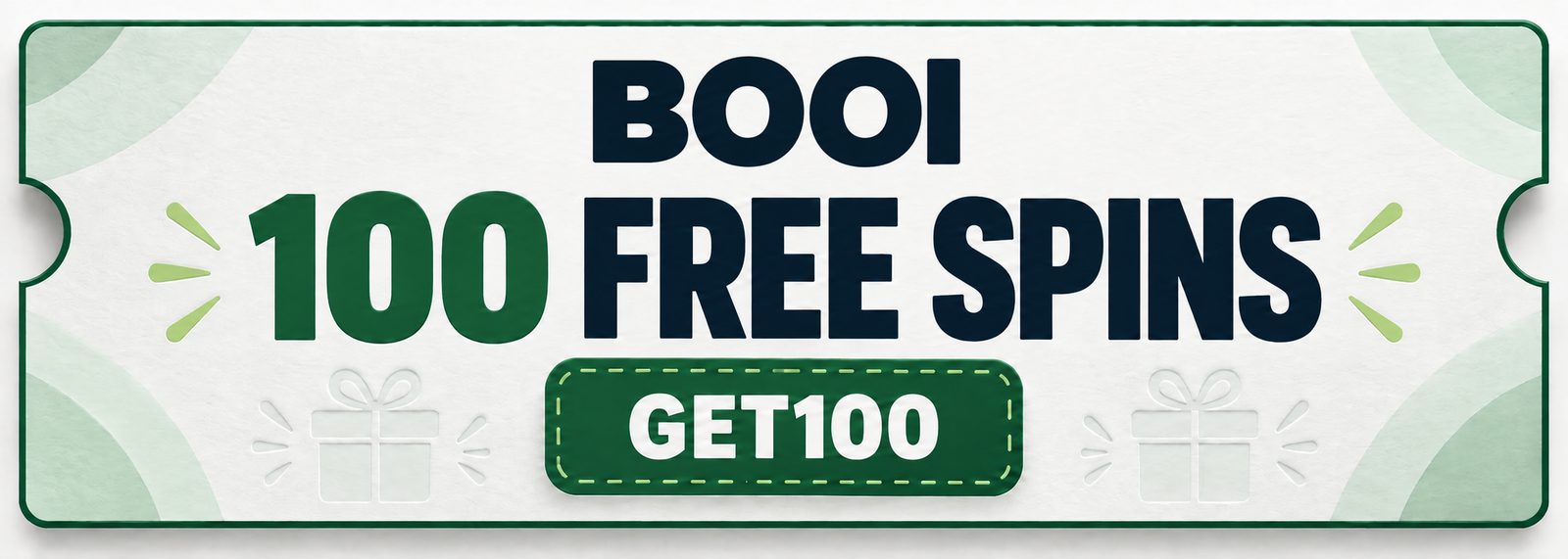 Booi coupon: 100 free spins with promo code GET100.