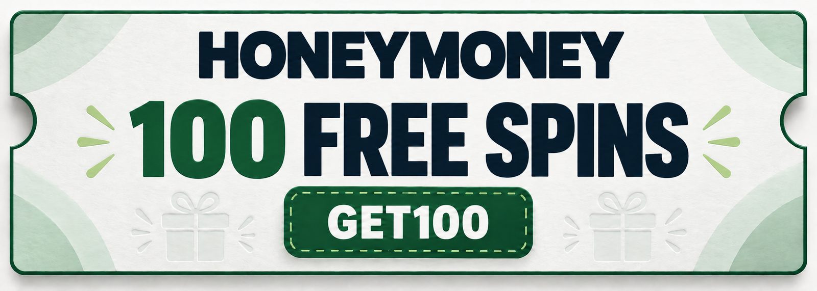 Honeymoney coupon: 100 free spins with promo code GET100.
