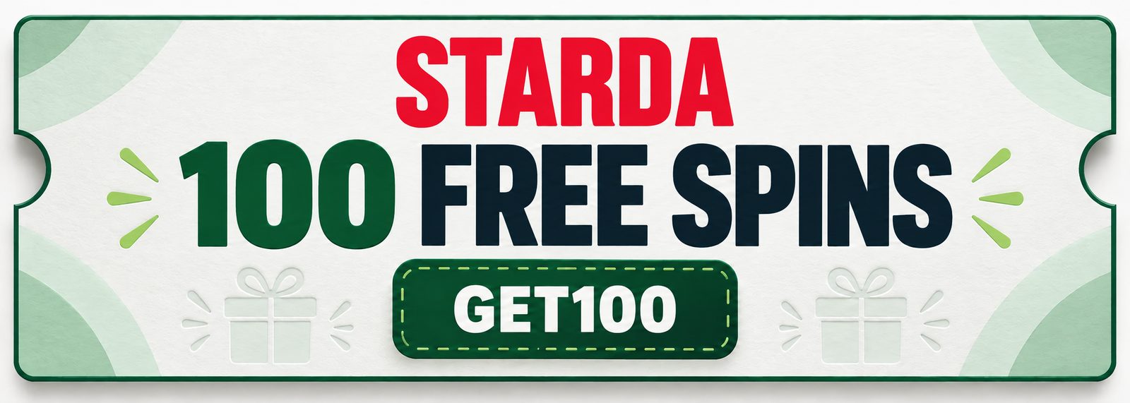Starda coupon with 100 free spins and promo code GET100.