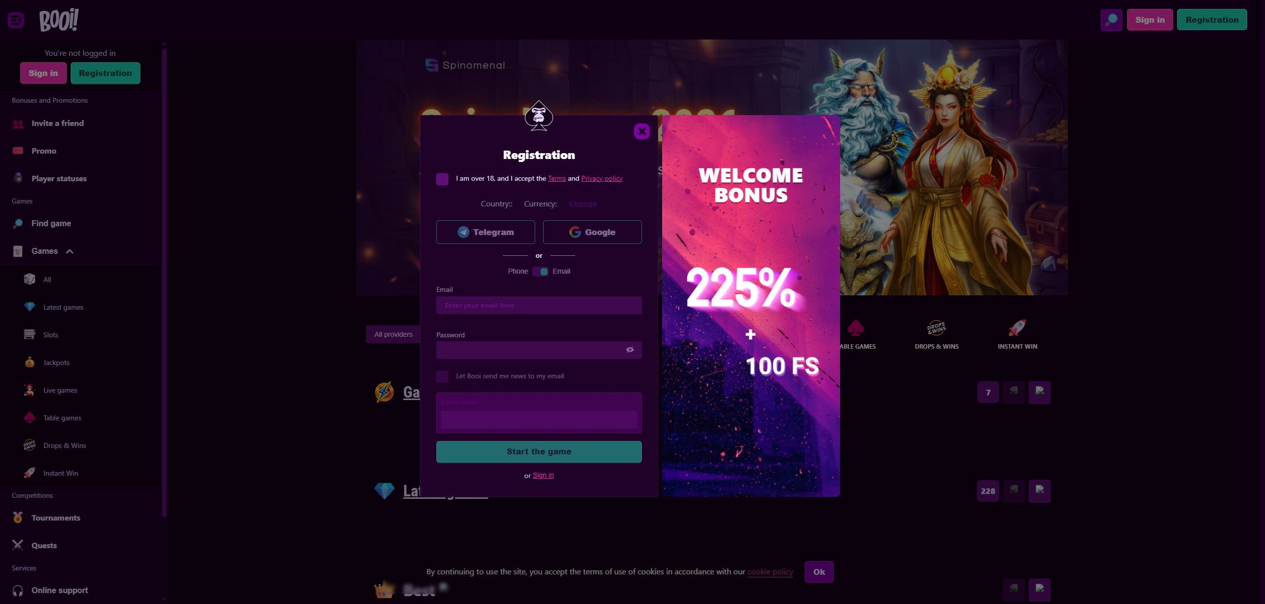 Booi registration promo-code field