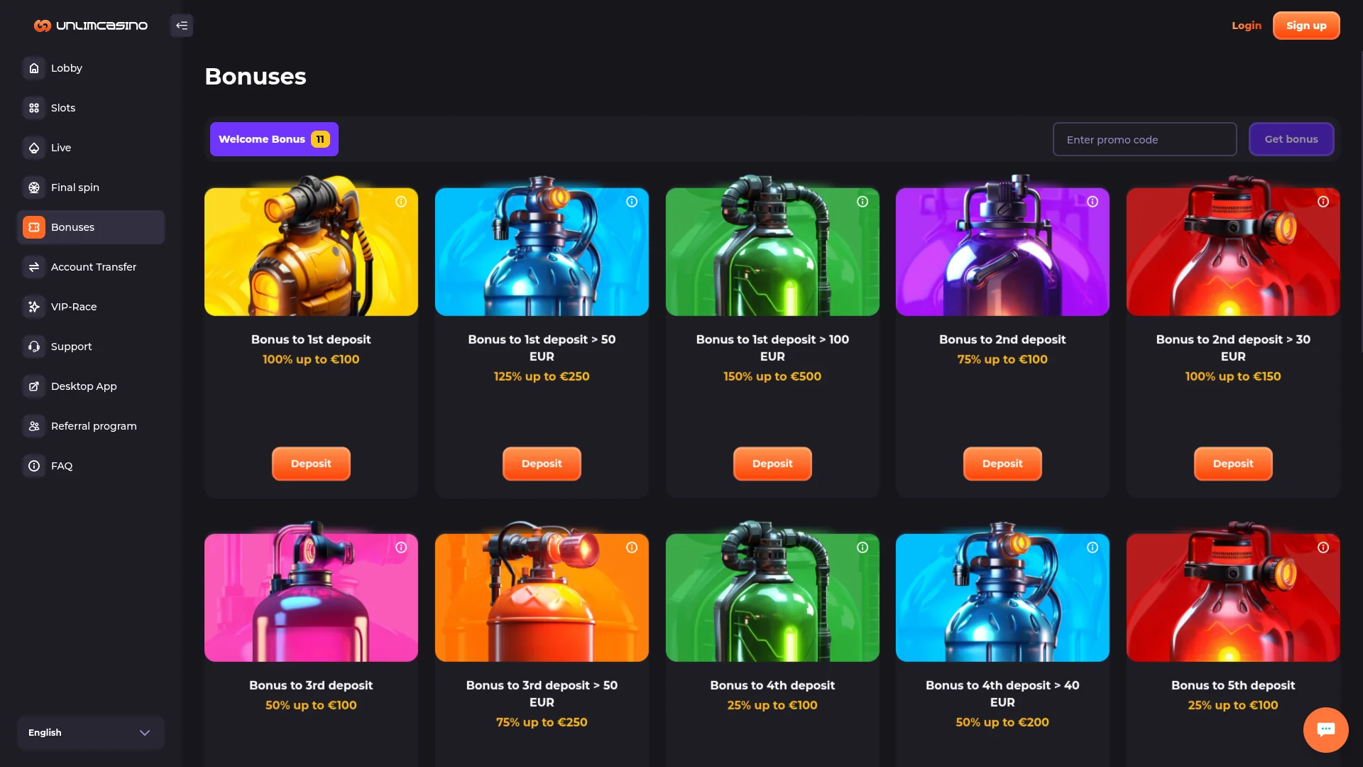 Unlim: promotions page