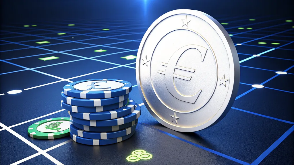 Euro coin and casino chips