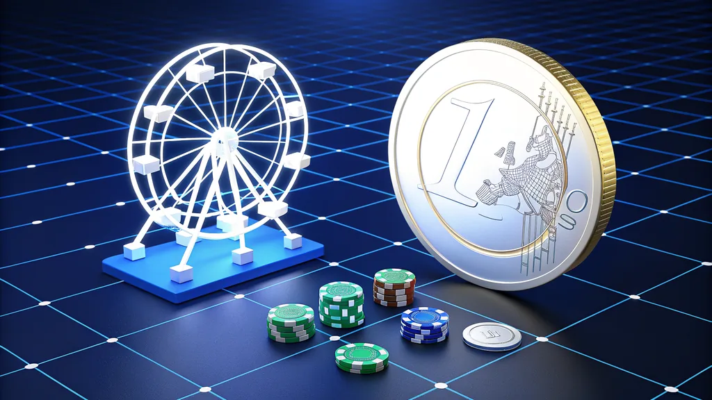 Vienna-style Ferris wheel, euro coin and casino chips