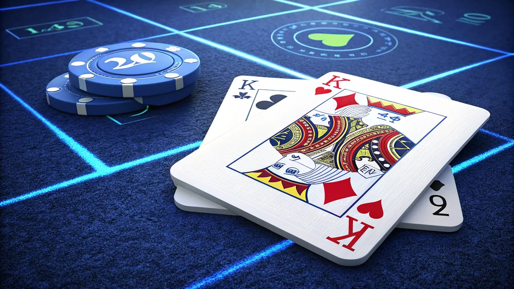 Blackjack cards and chips on a game table
