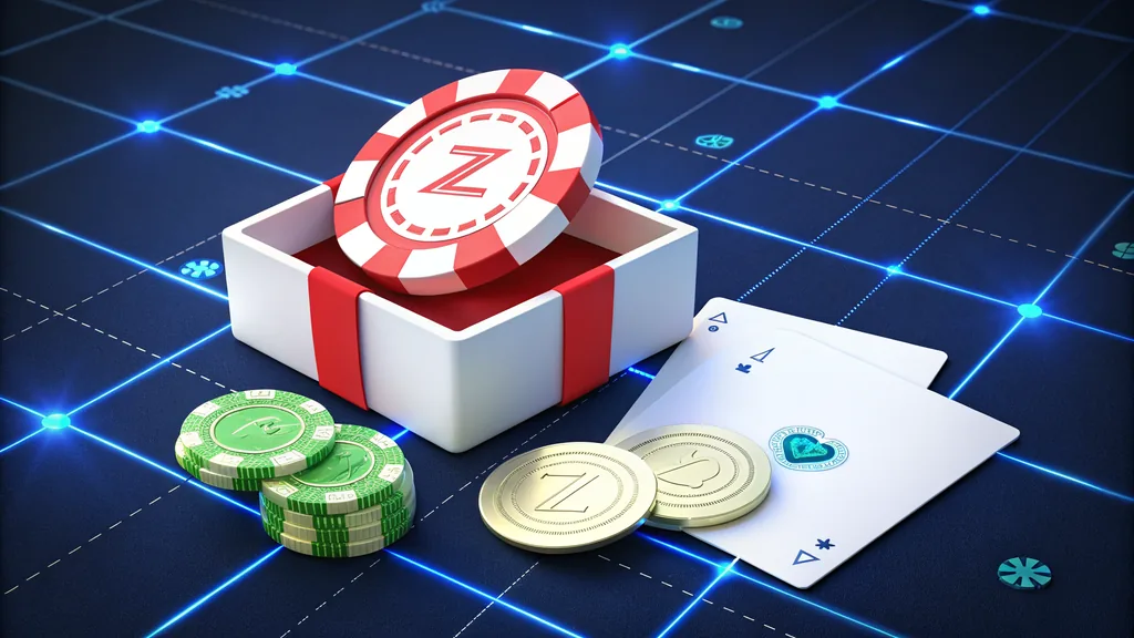 Gift box, chips and coins illustrating no-deposit bonuses in Poland