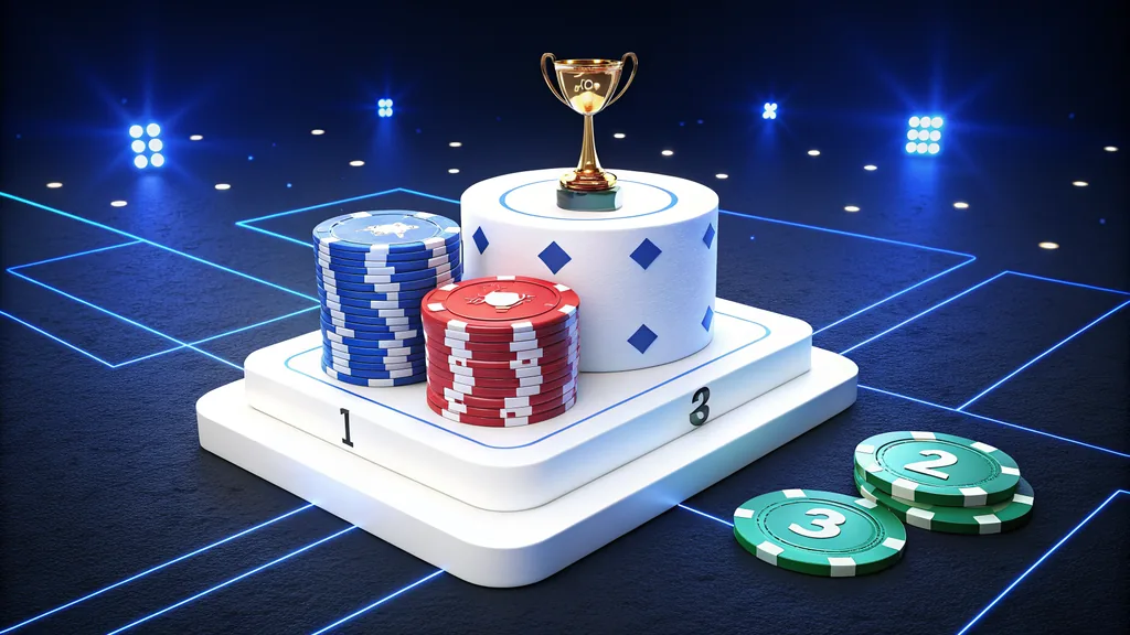 Trophy, chips and die illustrating casino comparisons
