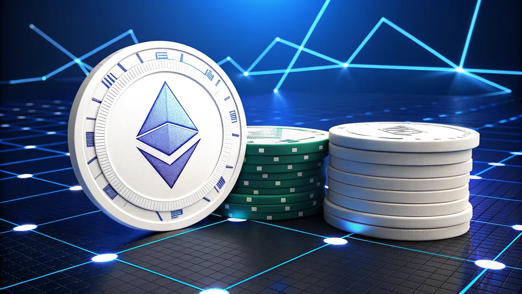 Ethereum coin and casino chips