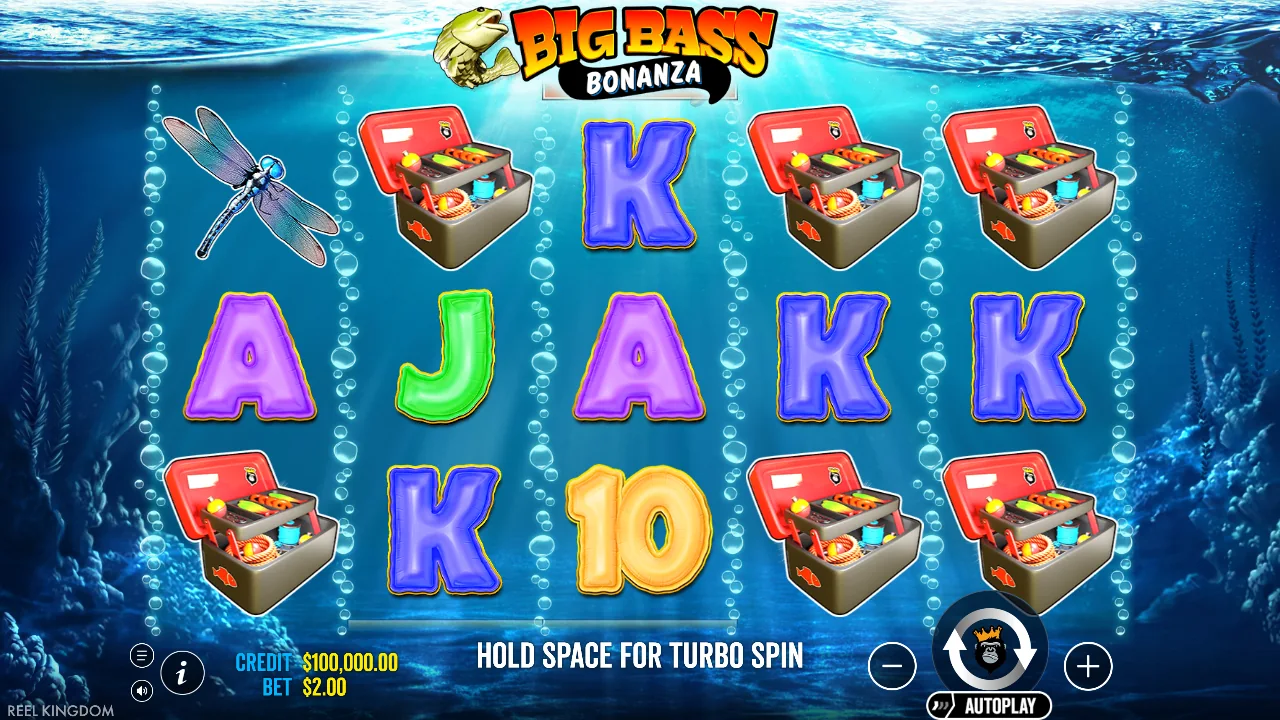 Big Bass Bonanza game board in the official browser demo