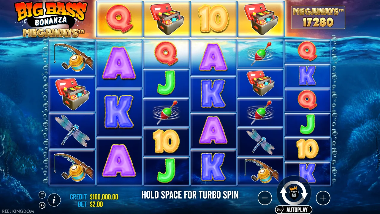 Big Bass Bonanza Megaways game board in the official browser demo