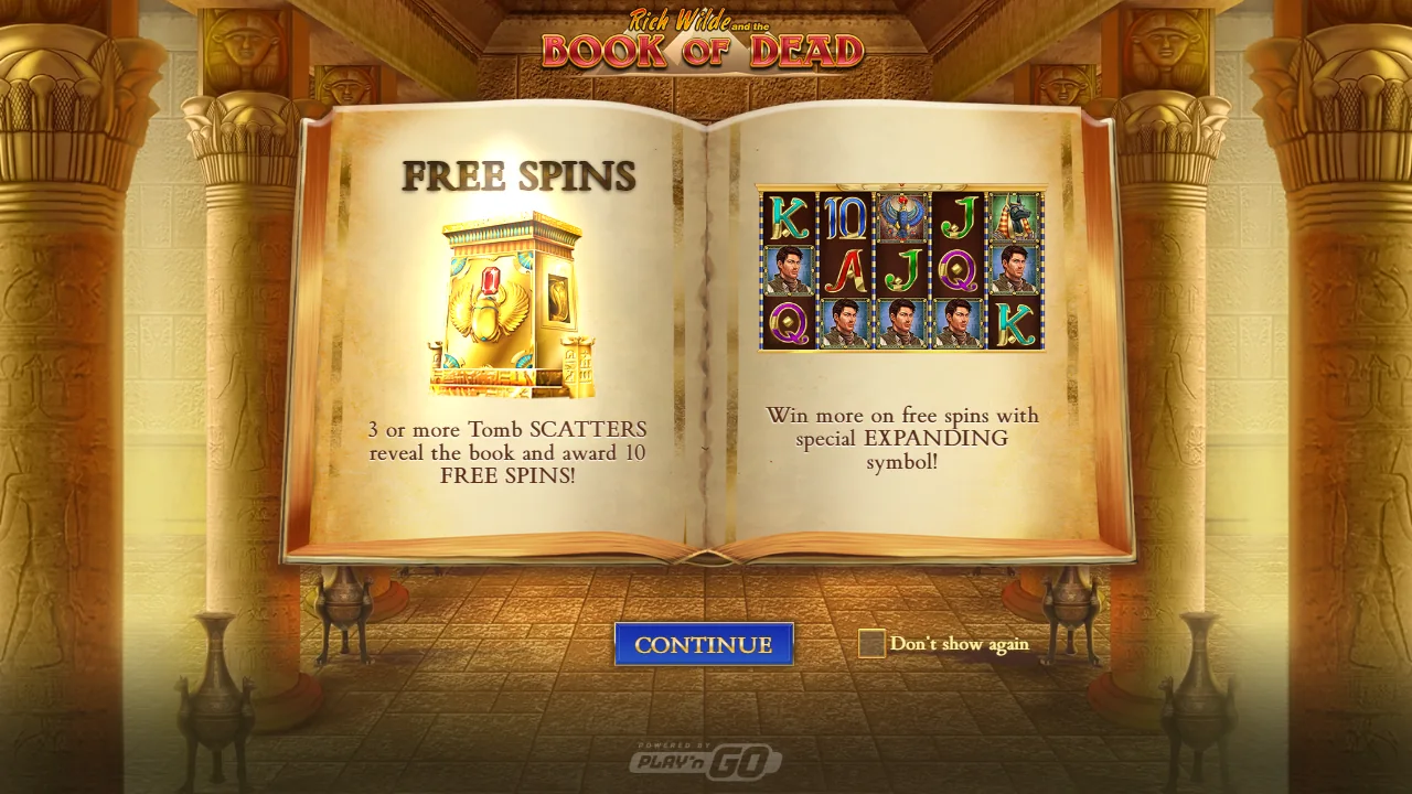 Book of Dead introduction in the official browser demo