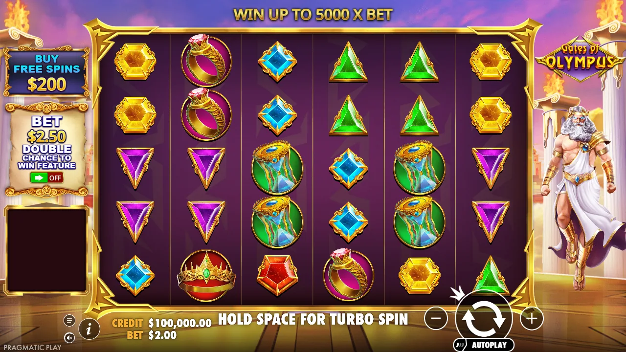 Gates of Olympus game board in the official browser demo