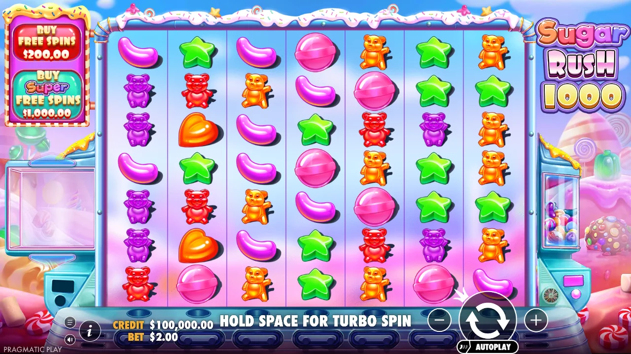 Sugar Rush 1000 game board in the official browser demo