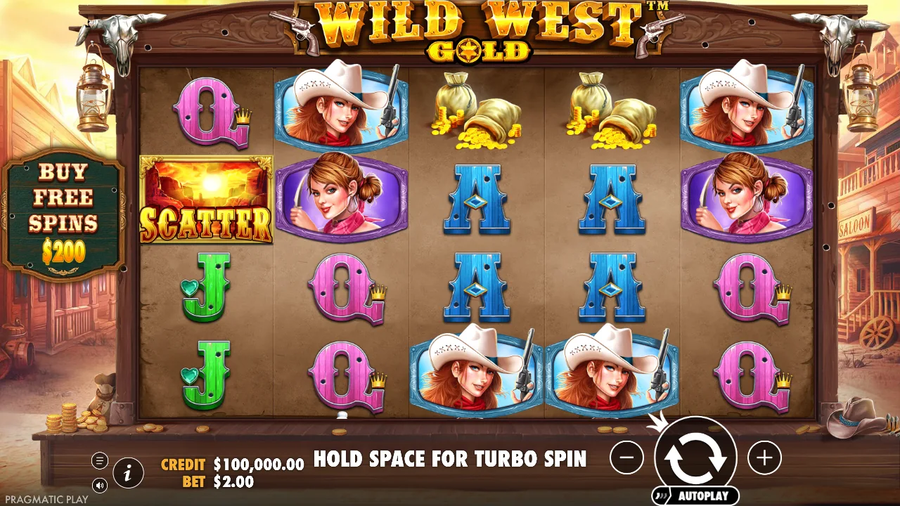 Wild West Gold game board in the official browser demo