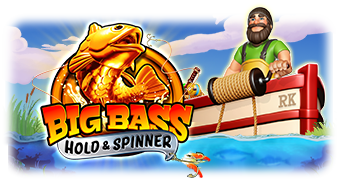 Big Bass Hold & Spinner title with a fisherman in a boat and a golden fish