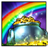 Rainbow above a pot filled with gold coins.