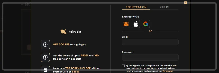 Fairspin Casino Registration Process