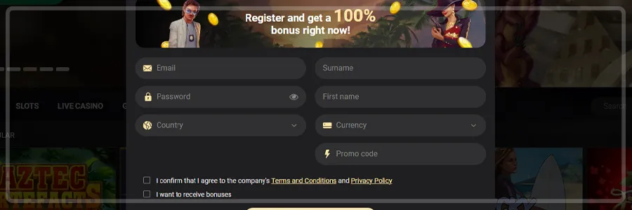 1xSlots Casino Registration Process