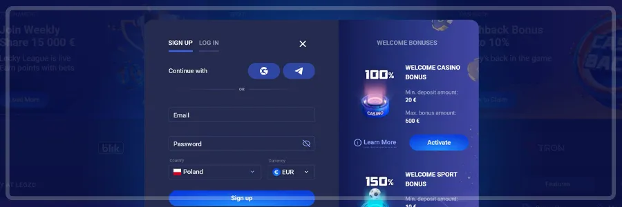 Legzo Casino Registration Process